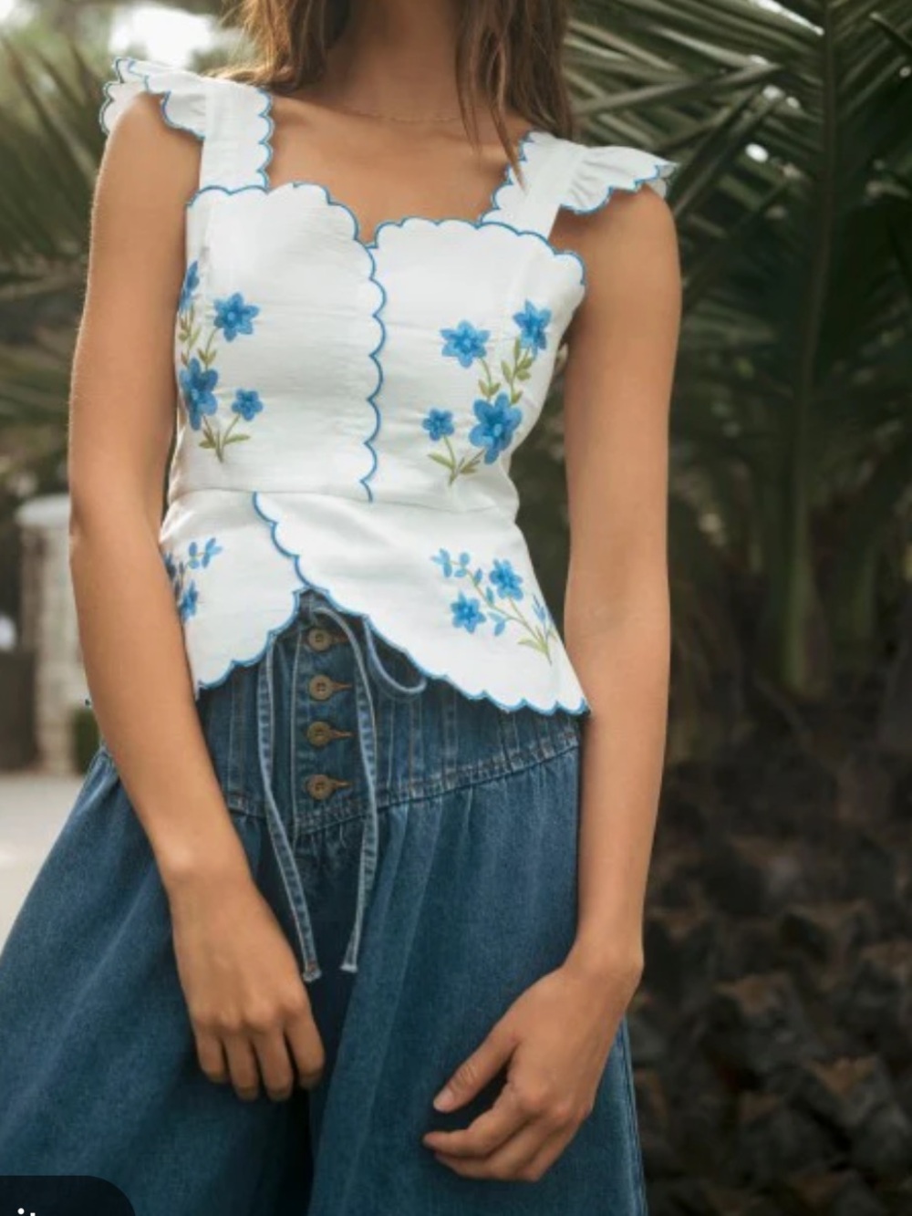 Maeve ruffle-strap scallop tea towel peplum top - Picture 6 of 6